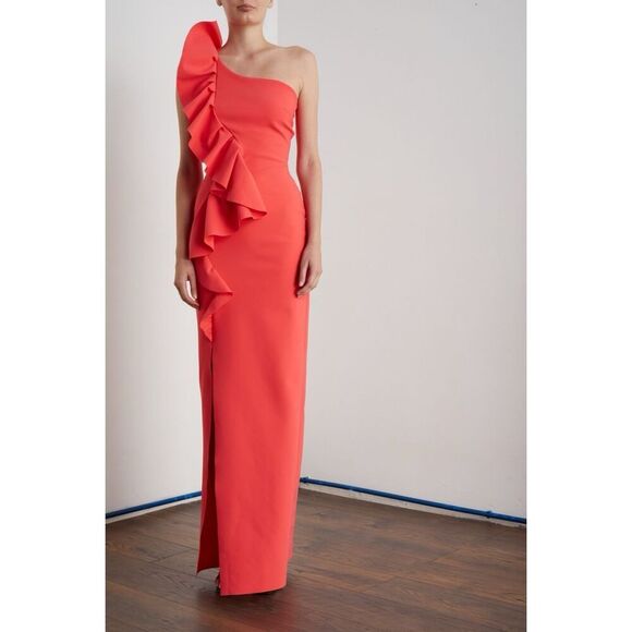 Chiara Boni La Petite Robe Pervinca Asymmetric Ruffled Maxi Dress 8 - Picture 3 of 10